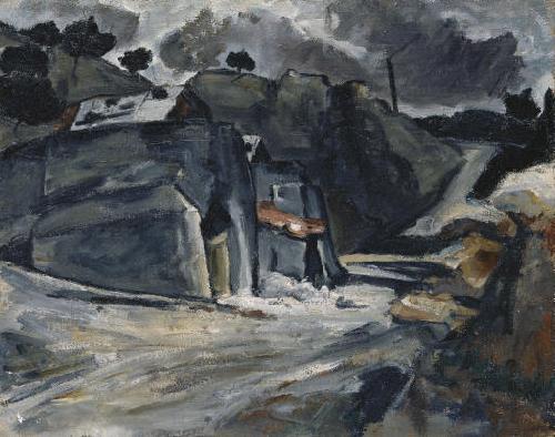 Paul Cezanne Paysage provencal, or Rochers a L'Estaque, or Masures sous la neige